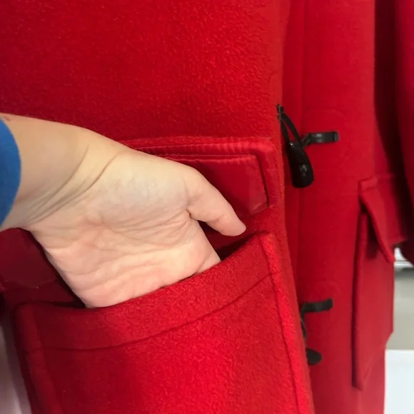 Burberry blue label vintage Red Hooded duffle coat- wool - Picture 9 of 13